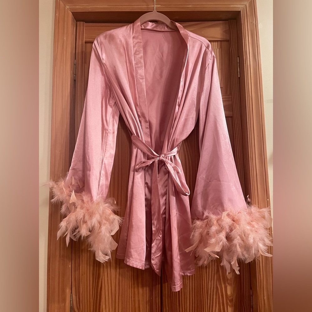 Pink feather robe
